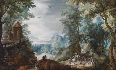 Paesaggio boscoso con un assalto da Pieter Schoubroeck